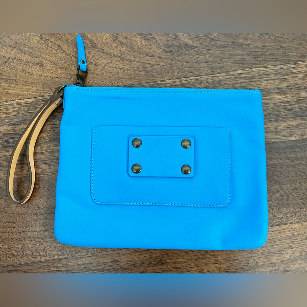 Ann Taylor Blue Leather Wristlet/Clutch